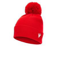 Snow PomPom Beanie RED Klassisk lue med stor dusk  - One-size